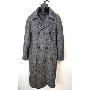 Zara Man Long Wool Coat Men's Sz XL Double Breast Front Pocket Lightweight Italy